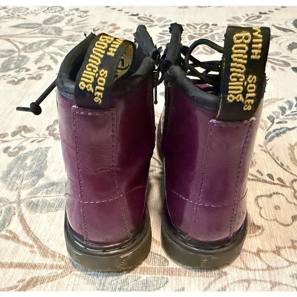 Dr. Martens Toddler Brooklee 1460 Purple Patent Leather Boots Side Zip Size 10 - Picture 4 of 7